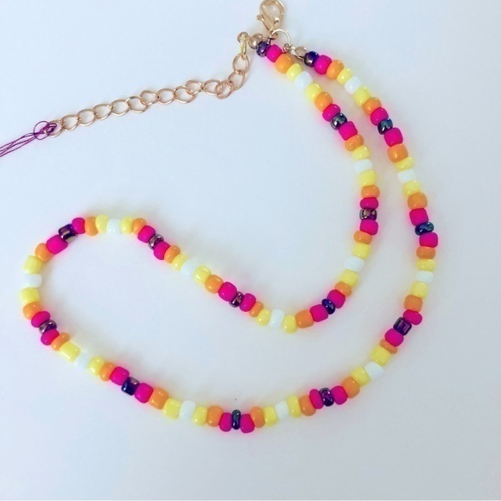 🍒 5/$25 🍒 Handmade Glass Bead Necklace with Handmade Charm Pendant | M13
